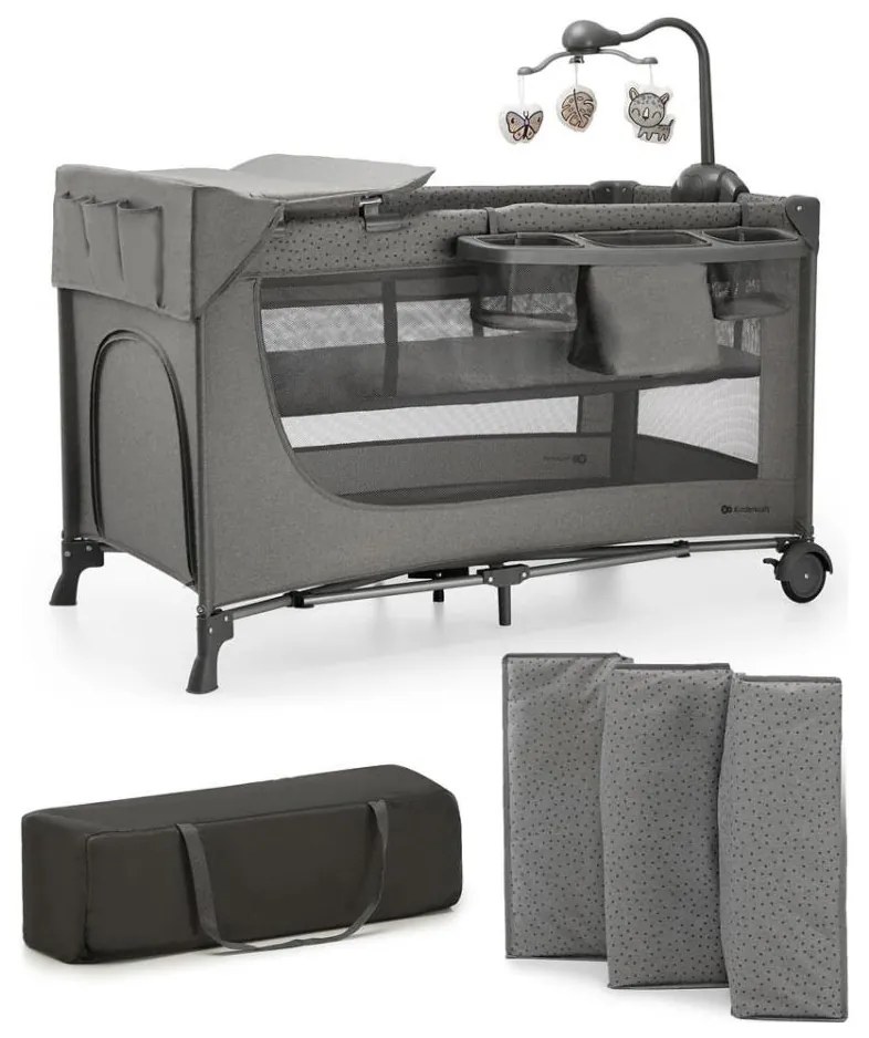 KINDERKRAFT - Culla da viaggio JOY 2 con accessori grigio