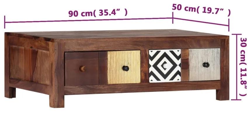 Tavolino da salotto 90x50x30 cm in legno massello di sheesham