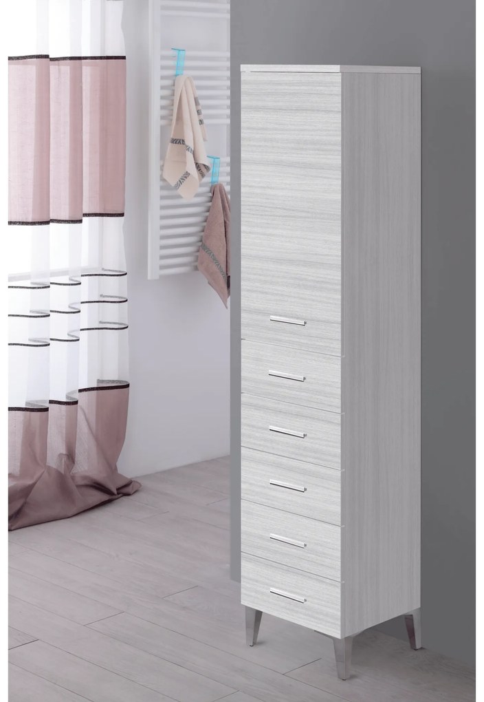 Colonna Portasciugamani a Terra 154 cm Un'Anta Cinque Cassetti Feridras "Stella" Grigio