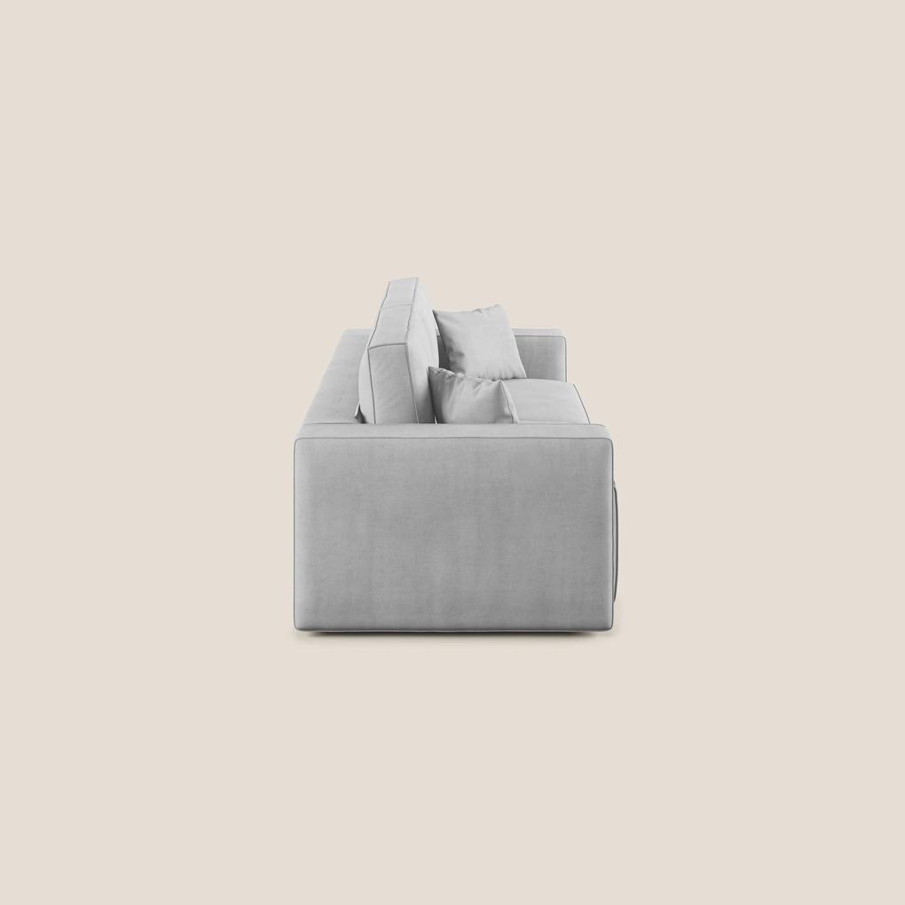 Morfeo divano con seduta estraibile in morbido tessuto impermeabile T02 grigio chiaro 215 cm