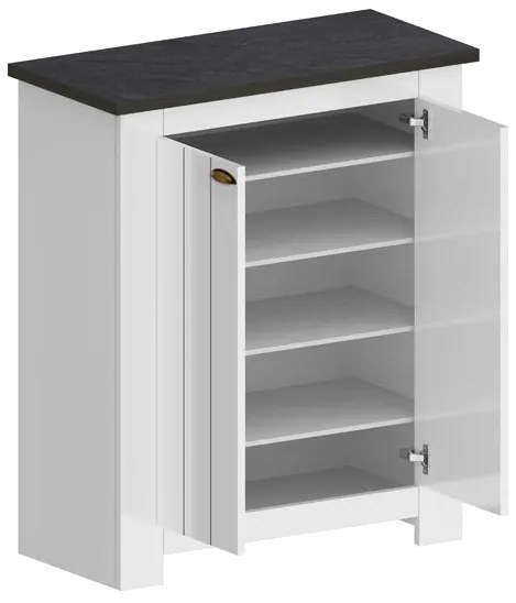 Scarpiera FIGO 2 Ante Battenti - Bianco Report, Stile Country Elegante