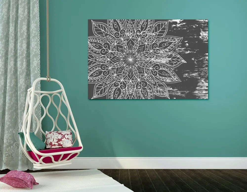 Stampa su tela – Texture Mandala in bianco e nero