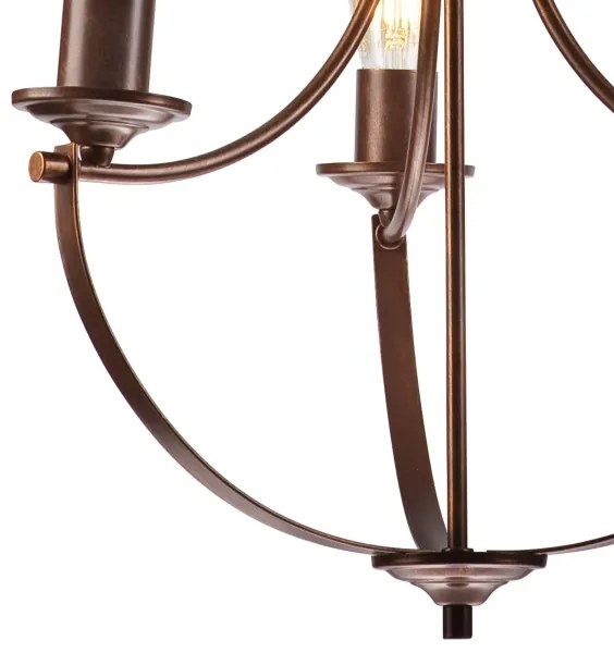 Lampadario a sospensione con catena GINA 3xE27/60W/230V marrone