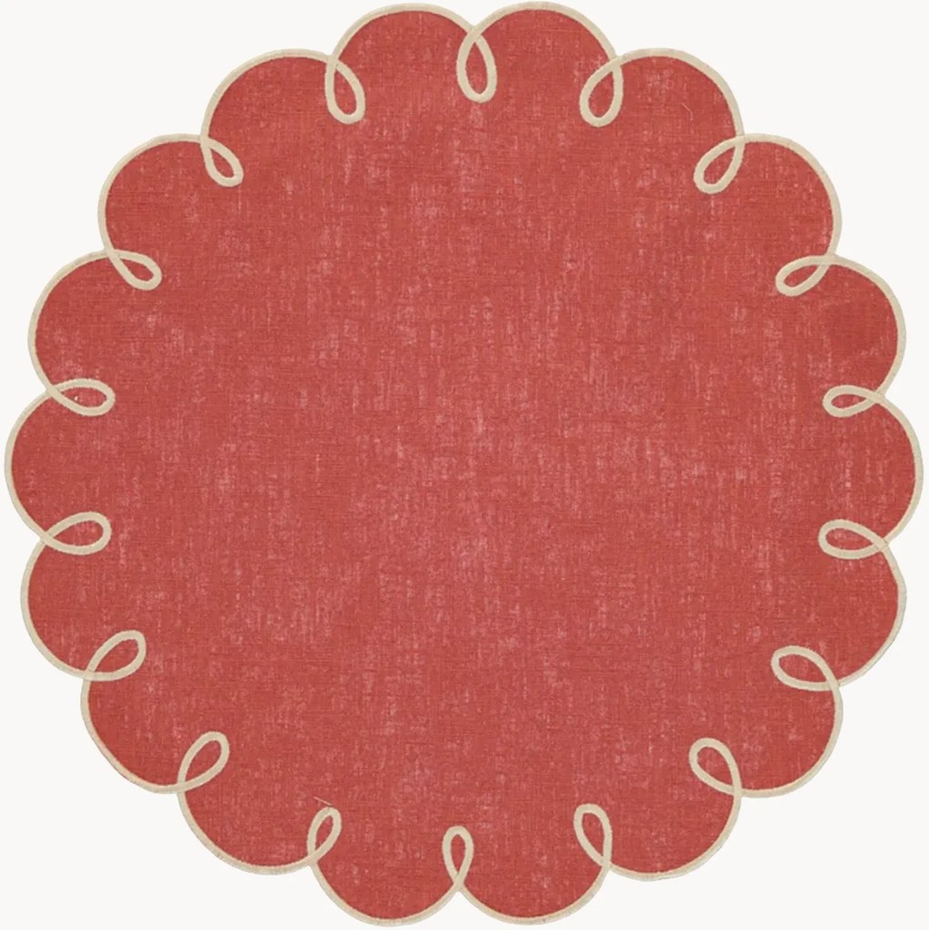 Tovaglietta rotonda con bordo ricamato Lisboa