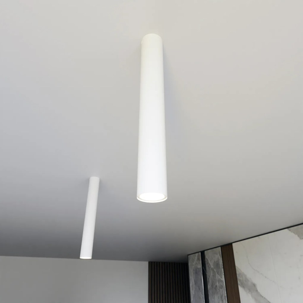 Plafoniera Moderna Faretto Marduk 1 Luce Acciaio Bianco 45 Cm