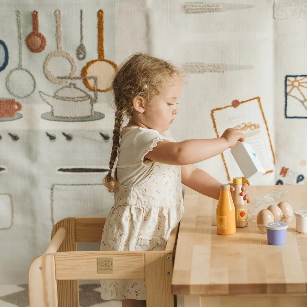 Torre di apprendimento bianca/di colore naturale in pino massiccio Montessori – Meowbaby