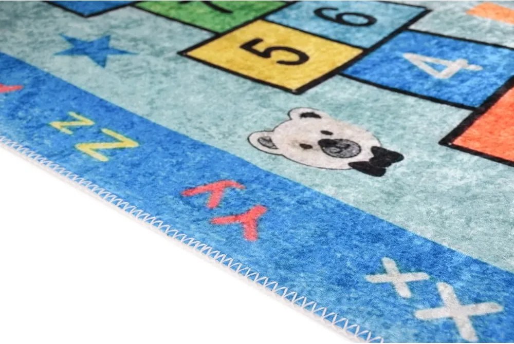 Tappeto da gioco per bambini blu lavabile 120x180 cm Hopscotch Blue – Vitaus