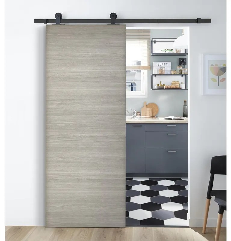 Porta scorrevole Cambridge in mdf bianco, L 93 x H 212 cm, con binario Industrial Reversibile