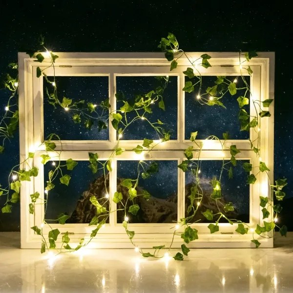 Aigostar - Catena LED solare 100xLED/12m IP65 bianco caldo ivy