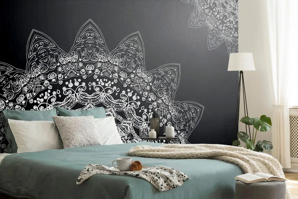 Carta da parati – Elementi moderni di Mandala in bianco e nero