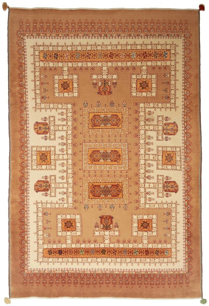 Tappeto persiano 320x210 Giallo (Iran) Annodato A Mano