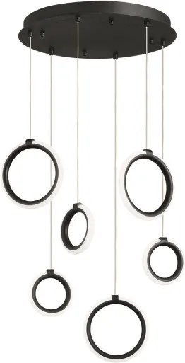 Lampada a sospensione in metallo verniciato 6 Luci NERO 45 cm a Led PINTA