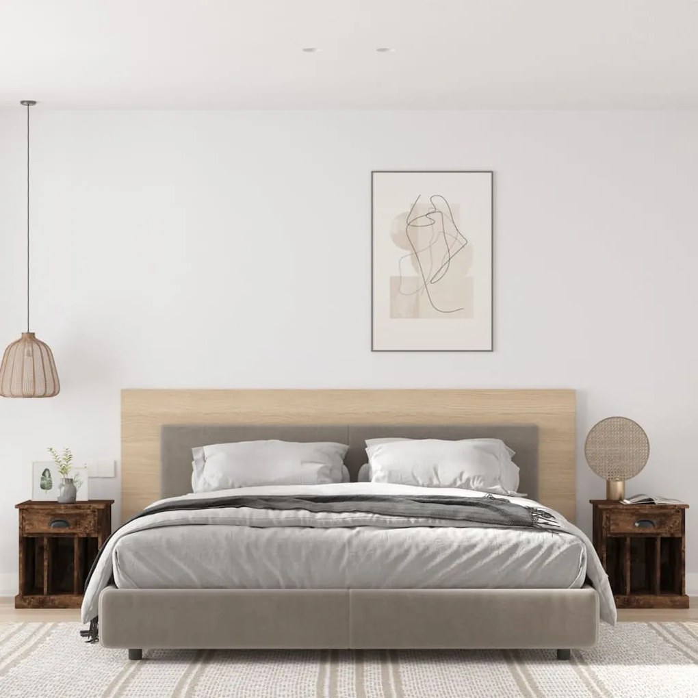 Comodini 2pz Rovere Fumo 43x36x50 Cm /