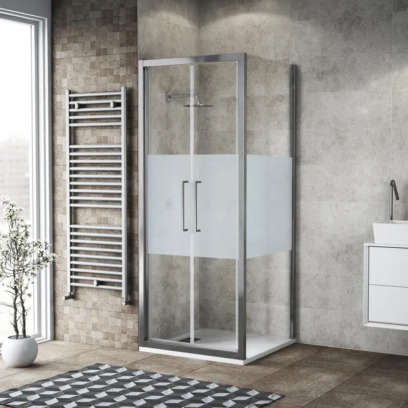 Lato fisso per box doccia Record L 72 x H 195cm, Sp. 6 mm vetro smerigliato profilo silver