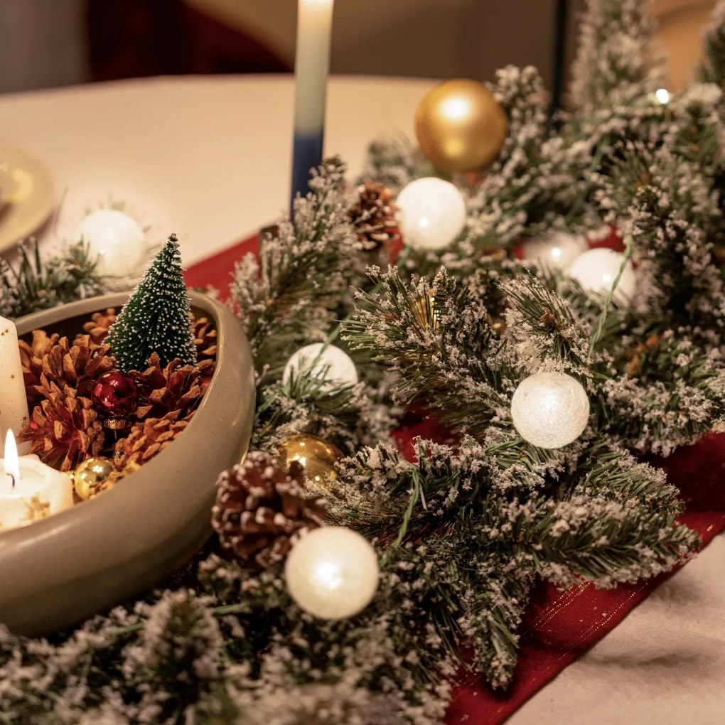 Ghirlanda natalizia bianca e oro 270 cm con LED e timer - Jack