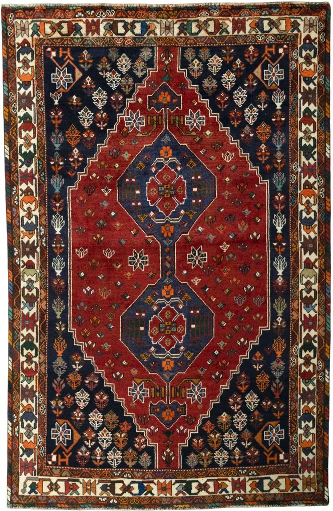 Shiraz Tappeto 170 x 260 Rosso (Iran) Annodato A Mano