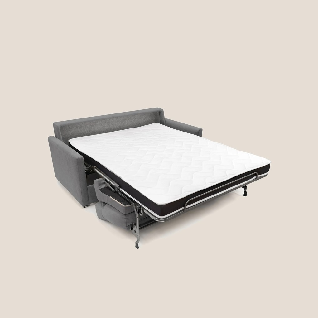 Margot Divano letto matrimoniale con schienale morbido alto in tessuto T02 grigio