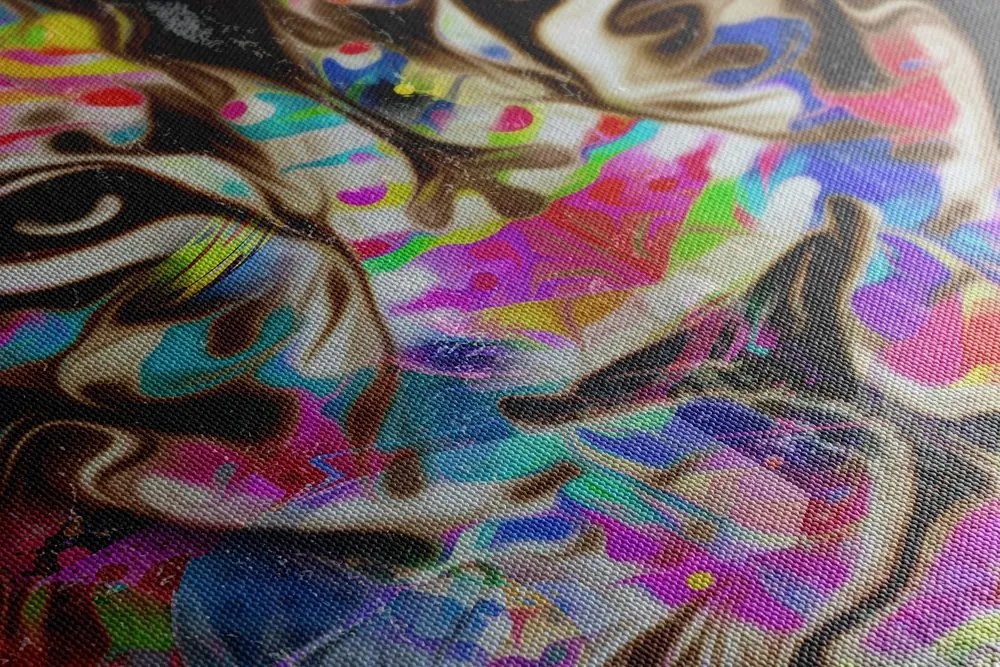 Quadro su tela – Testa di leone colorata