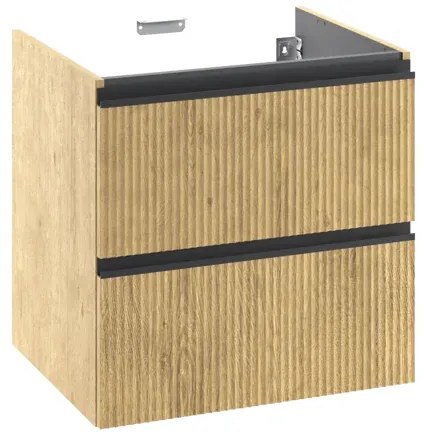 Mobile sottolavabo e lavabo Studio rovere rigato L 60 x H 58 x P 48.1 cm 1 vasca 2 cassetti, top incluso