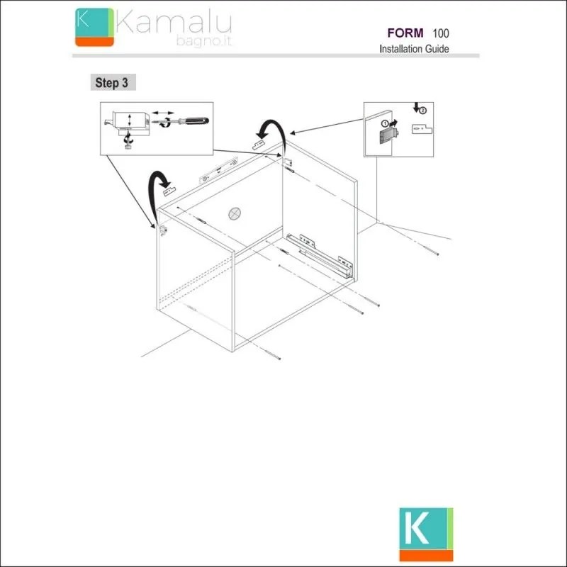 Kamalu - mobile bagno sospeso 100cm design ultramoderno form-100