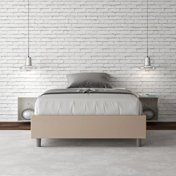 Letto Sommier senza rete imbottito 120x210 similpelle tortora Azelia