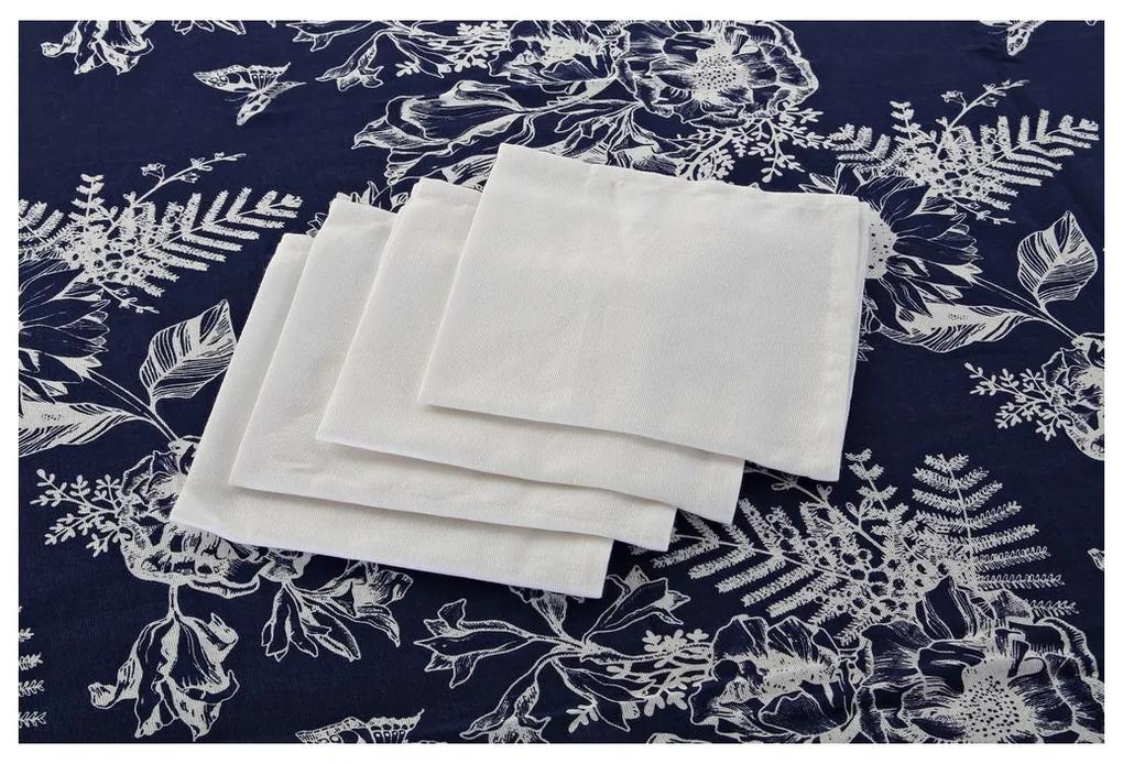 Tovaglia e tovaglioli DKD Home Decor Cotone Bianco Blu Marino (150 x 150 x 0.5 cm) (2 pezzi)