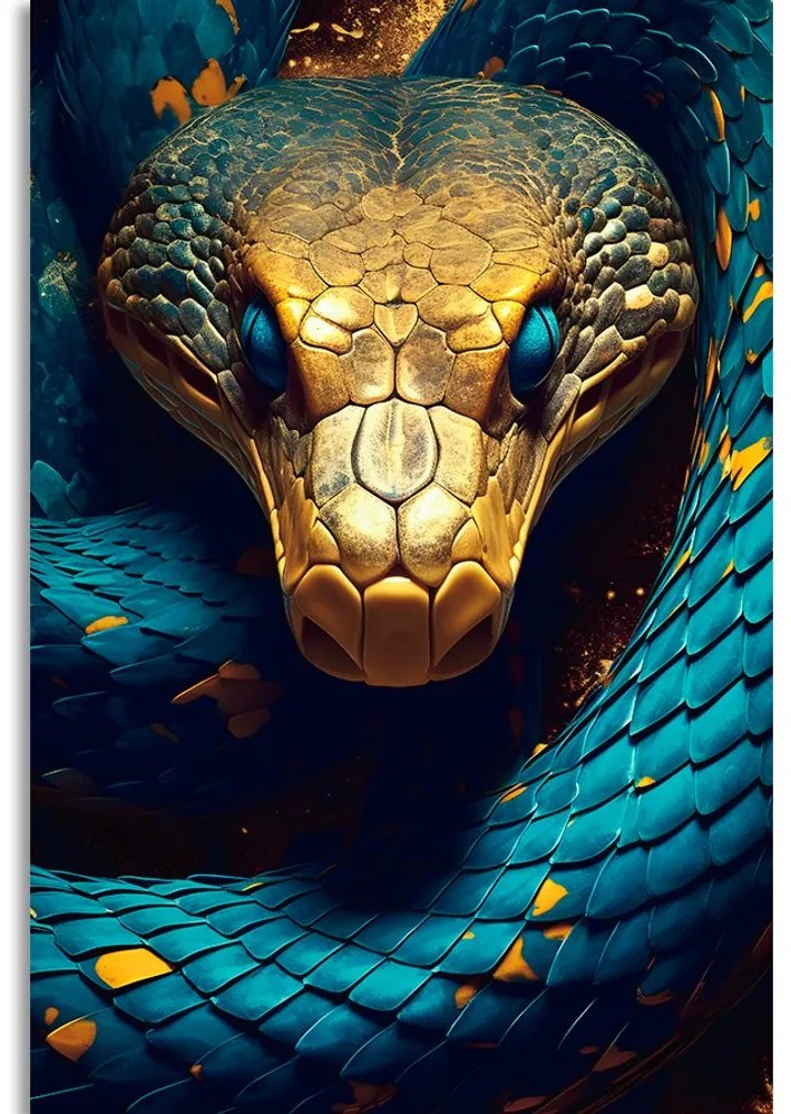 Quadro su tela – Serpente blu-oro