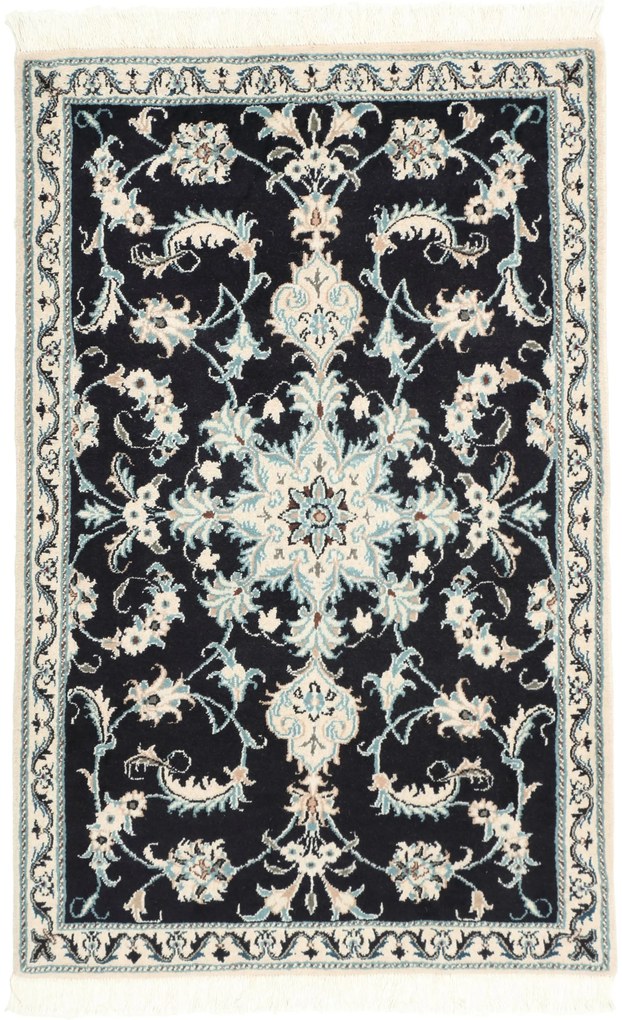 Nain Tappeto 90x140 Blu (Iran) Annodato A Mano