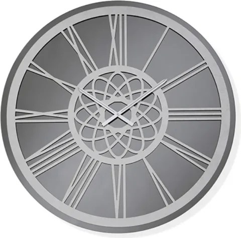 Orologio rotondo D60 cm KIERAN in cristallo Fumč e numeri Argento