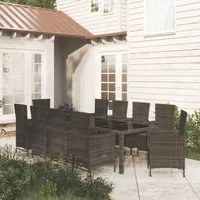 Set Mobili da Giardino 11 pz con Cuscini in Polyrattan Nero cod mxl 42003