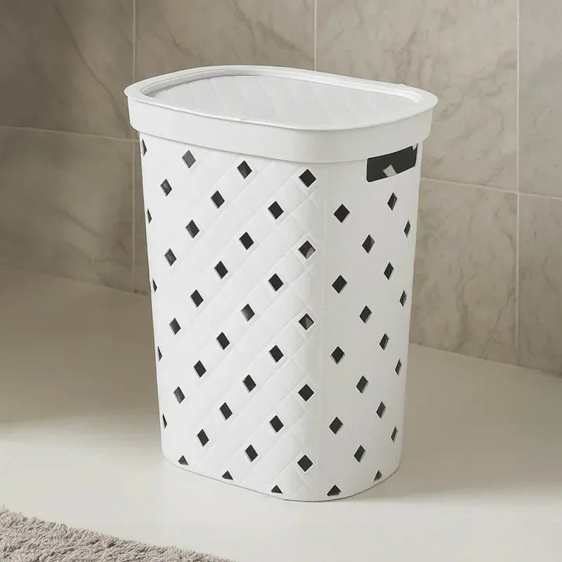 Portabiancheria bianco 55 litri in plastica resistente – Fiber