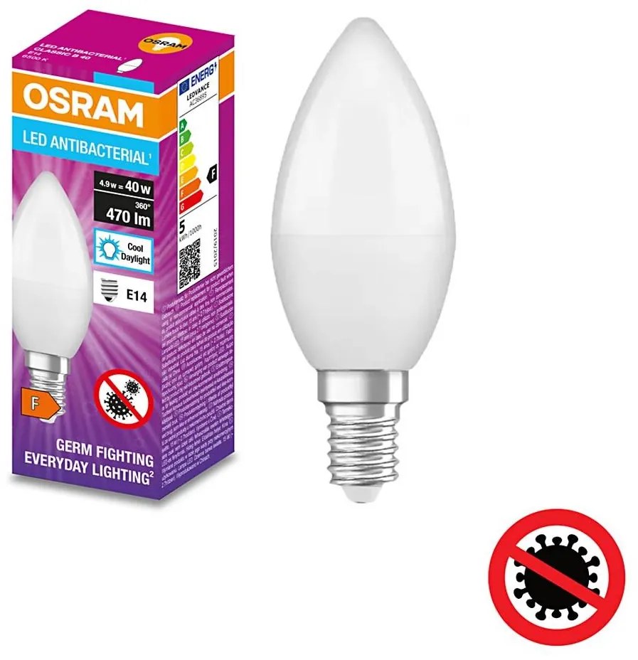 Lampadina LED Antibatterica B40 E14/4,9W/230V 6500K - Osram