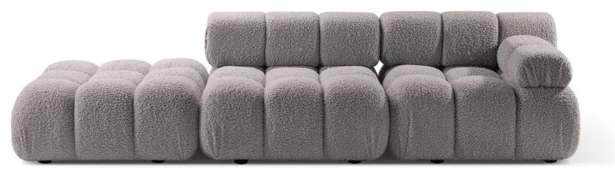 Divano componibile in grigio chiaro con rivestimento in bouclé 288 cm Bellis – Micadoni