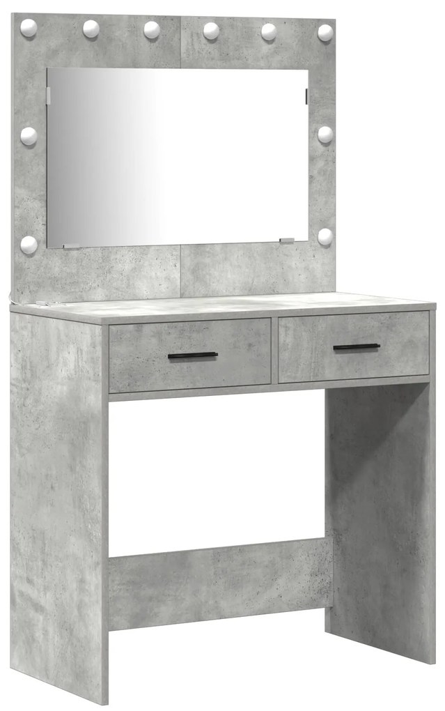 Set di toeletta a 2 pezzi con led in legno ingegnerizzato grigio