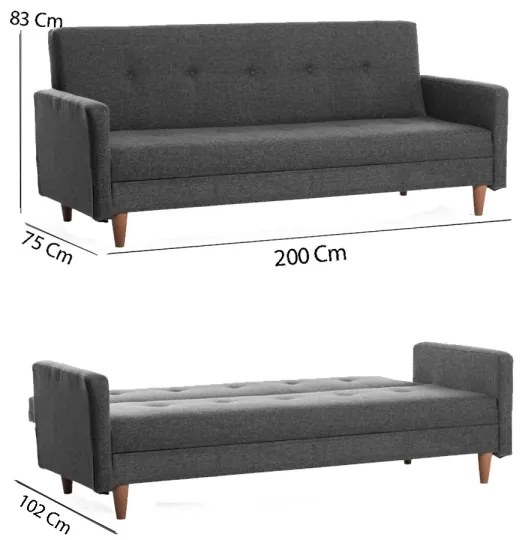 Divano a due posti NARA, grigio scuro