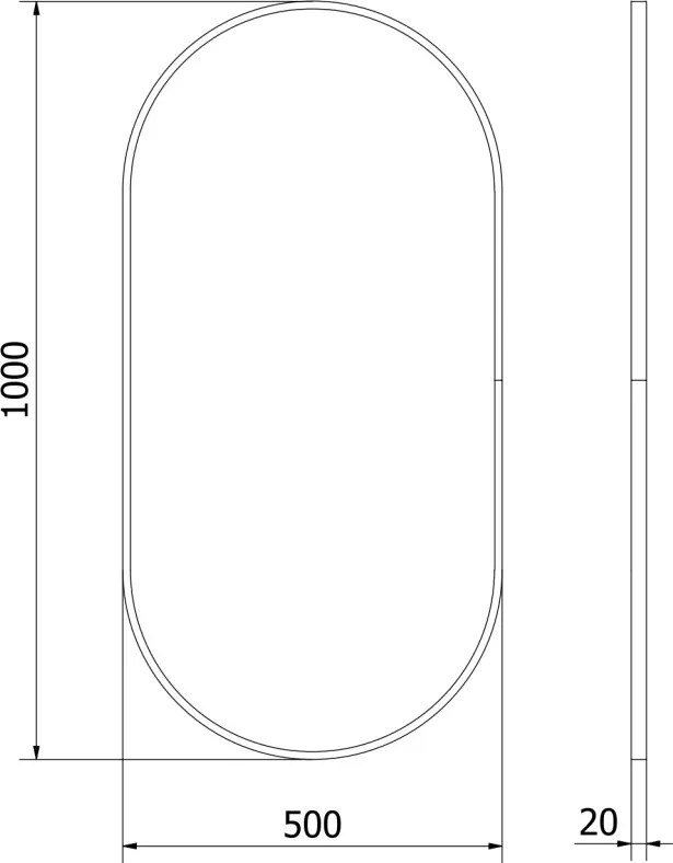 Mexen Loft specchio da bagno ovale 100 x 50 cm, cornice nera - 9851-100-050-000-70