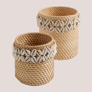 Set di 2 cestini portaoggetti Ytilus Naturale - Sklum