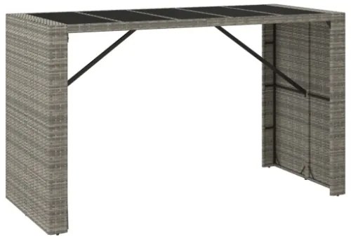 Tavolo da Bar con Piano in Vetro Grigio 185x80x110cm Polyrattan