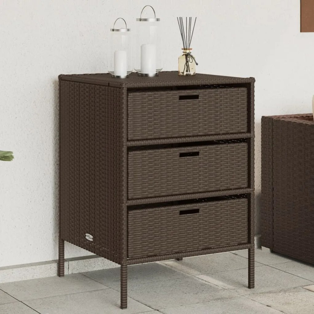 Armadietto Portaoggetti Giardino Marrone 55x59x80cm Polyrattan /