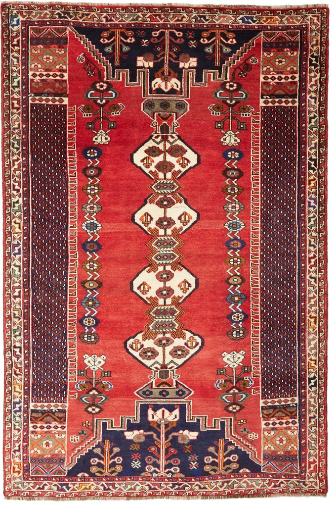 Shiraz Tappeto persiano 160x240 Rosso (Iran) Annodato A Mano