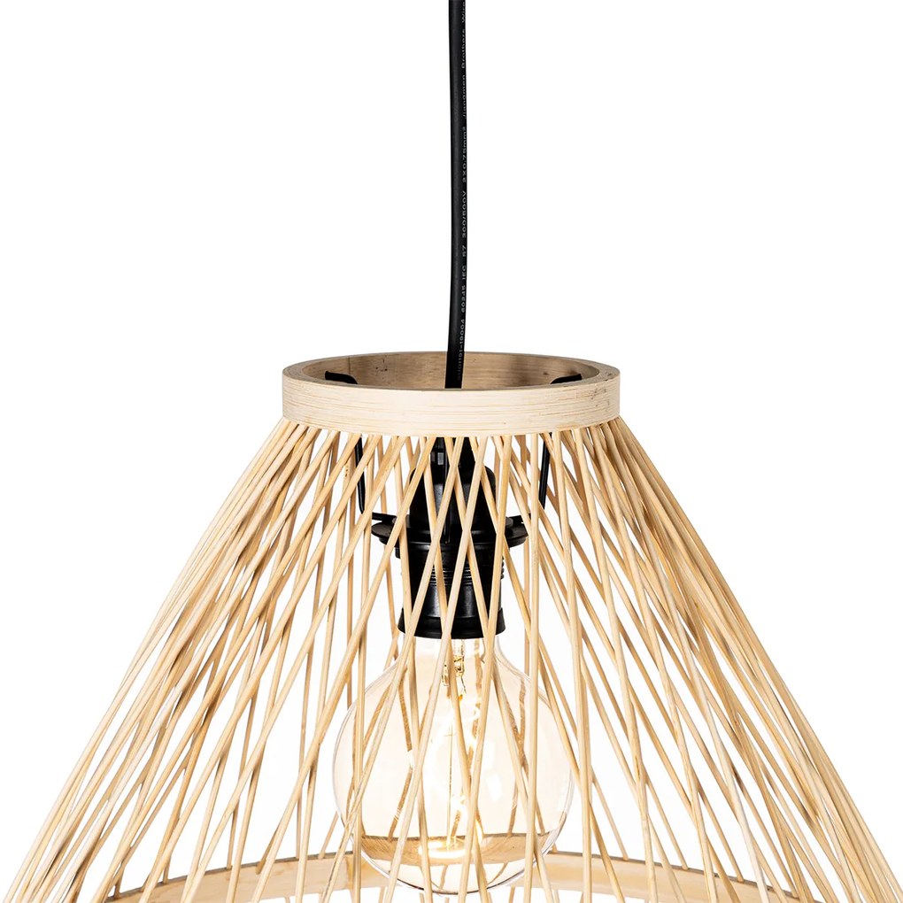 Lampada a sospensione da esterno rustica in rattan 3 luci - Calamus