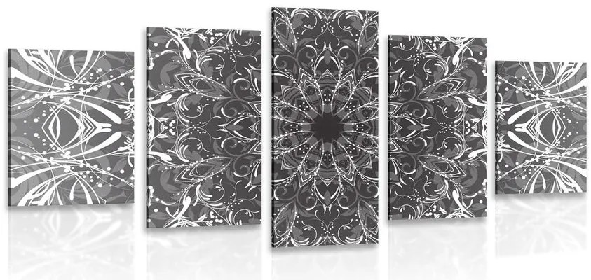 Quadri 5 pezzi – Rosone bianco e nero