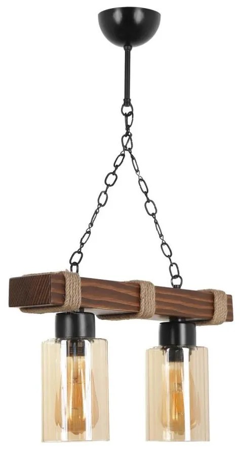 Lampadario a sospensione con catena JASMIN 2xE27/40W/230V marrone/beige