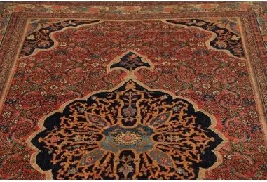Antik Medaglione Floreale Rosso Blu Scuro 160x220 Cm