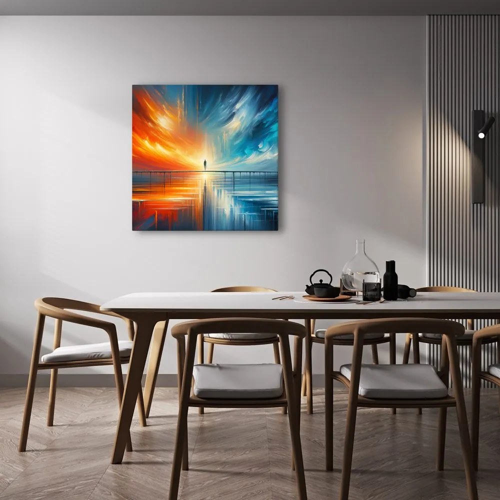 Quadro su tela – Figura sul molo tra cielo e terra
