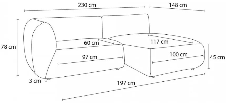 Divano angolare in velluto a coste bianco (angolo sinistro) Lecomte - Bobochic Paris