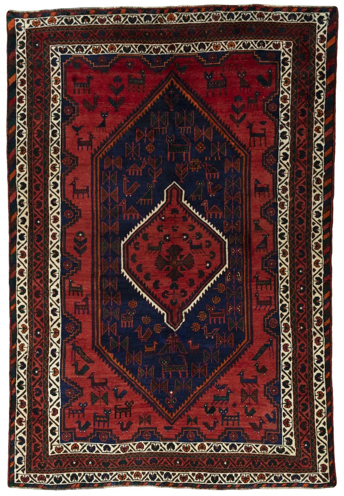 Shiraz Tappeto persiano 200 x 290 Rosso (Iran) Annodato A Mano