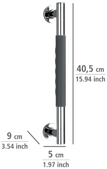 WENKO 23284100-Maniglione SECURA 40,5x9 cm acciaio inox/antracite/cromo lucido