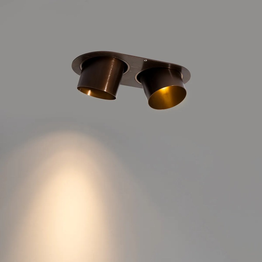 Faretto da incasso rotondo bronzo scuro GU10 70 mm orientabile 2 luci - Installa