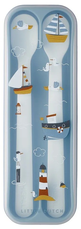 Posate di plastica per bambini in bianco e azzurro 2 pz. Sailors bay - Mepal